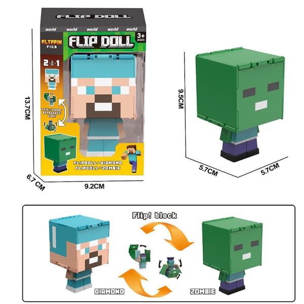 Minecraft Flip Figur | Dubbelsidig Karaktär Leksak*Fönsterlåda-8* Window Box-8