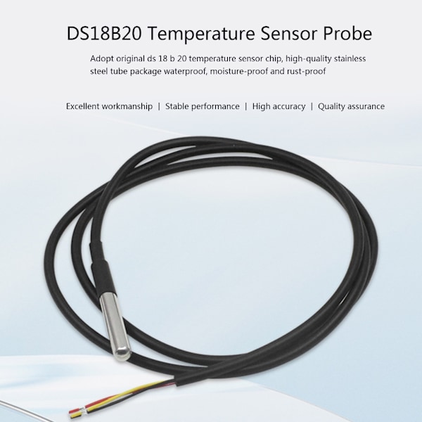 DS18b20 digital temperaturgivare i rostfritt paket Rostfri vattentät temperatursensor 1/2/3/5/10 meter 0.05 2 m
