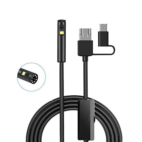 Hd 1080p dobbeltlinse endoskop kamera 9 blød ledning USB type-c pc ip68 vandtæt rørledning inspektion b