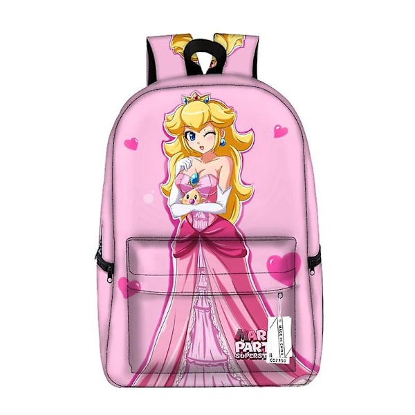 Super Mario Bros Ryggsäck Barn Prinsessan Peach Pojkar Flicka Ryggsäck Tonåring Tryckt Skolväska Studentbokväska Herr Dam Ryggsäck Mario-2