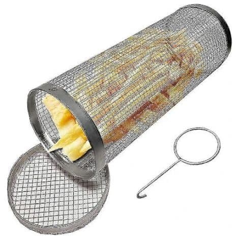 2-pak rullende grillkurve - Bedste grillkurv nogensinde, rund grillnet i rustfrit stål