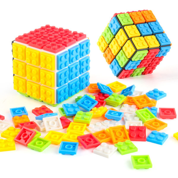 3x3 palapeli Rubikin kuution rakennuspalikka lelu White background