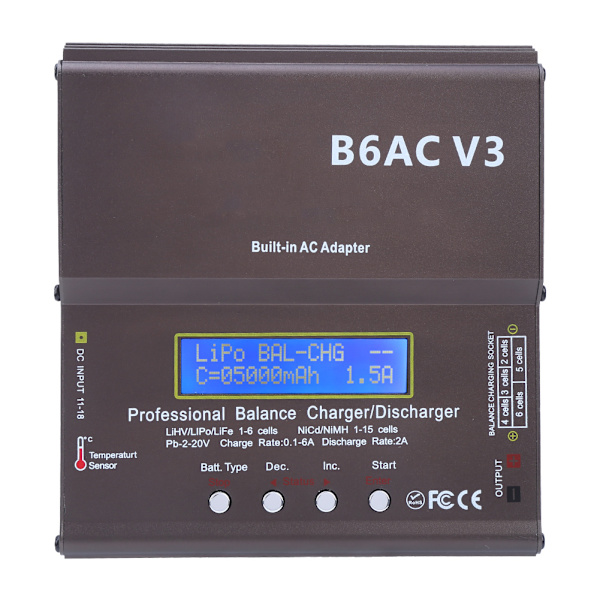 Älykäs 80 W:n tasapainolaturin Ni-Mh Ni-Cd -akkupakkausmallille B6ACV3 AC100-240V (EU-pistoke)