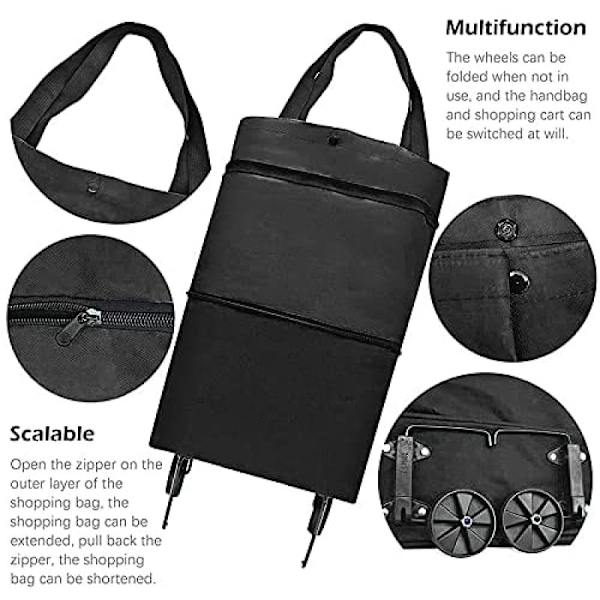 Sammenleggbar trillebag, justerbar størrelse, bærbar, blå