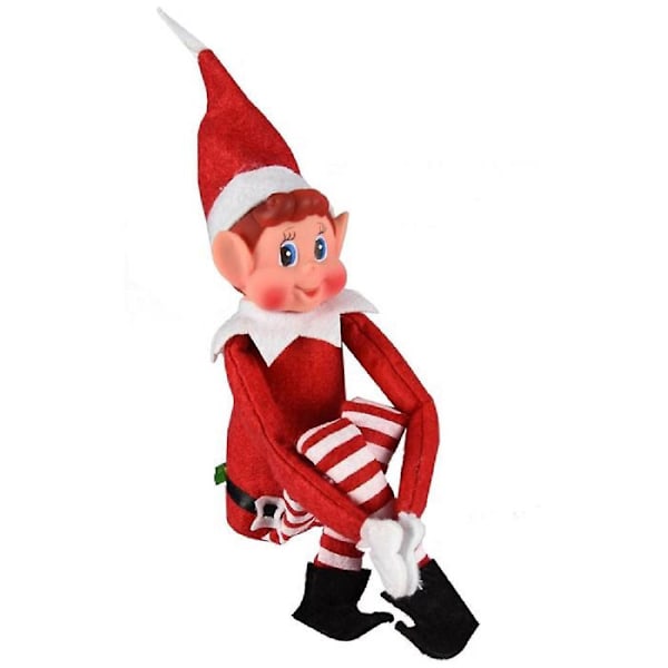 x Uartig Nisse med Velcro i Hånden - Langbenet Nisse Blød Plys - Jule Nyhed - Nisse med Hat og Mærke Jul