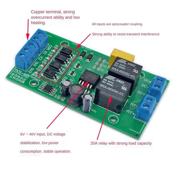 DC 6V 12V 24V DC-motor fram- och backåtstyrenhet 20A hög ström med gränsrelädrivare lyft