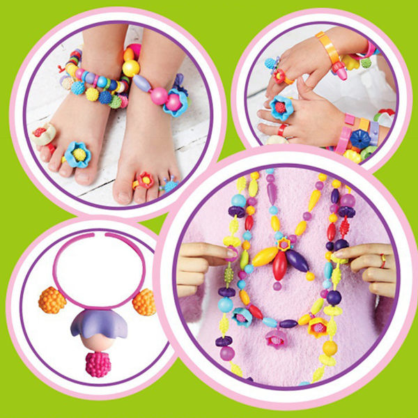 188 st Pop Beads Set för barn Smycken Tillverkning Rolig DIY Hårband Ringar Leksaker för Pojkar Flickor Barn 188 capsules