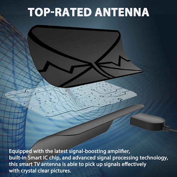 2024 Digitaalinen TV-antenni: HD Sisätilojen tuki 4K 1080p, 360° Vastaanotto, Signaalivahvistin, 16,5ft Koaksiaalikaapeli
