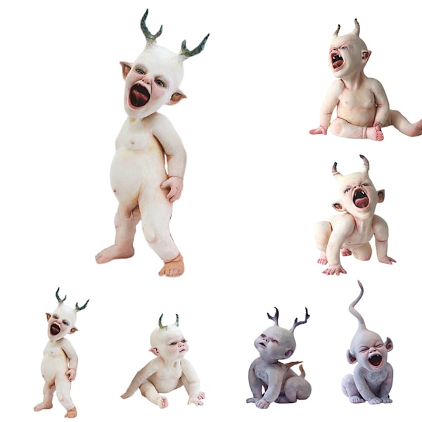 Halloween Creepy Devil Baby Resin Statue Scary Haunted Prop C