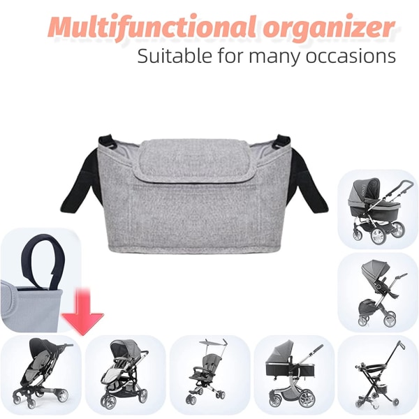 Barnevogn Organizer Bag for Mom, Baby Trolley Bag -