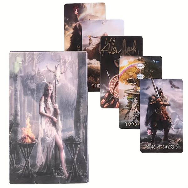 78 st Runic Tarot Deck, med QR-kod Pdf-guidebok, roliga brädspel för nybörjare, lås upp hemligheterna Runic Tarot Deck