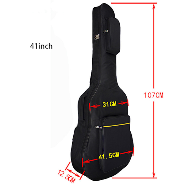 41 tum 600D Oxford tyg folk gitarr ryggsäck-svart