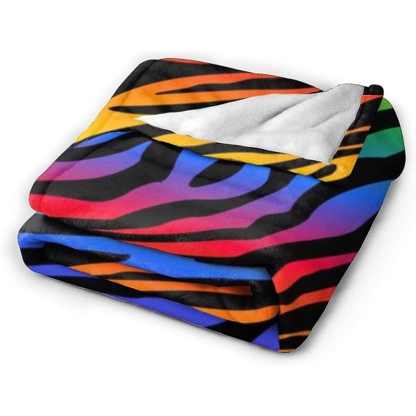 Zazzy Rainbow Zebra -peitto, pehmeä flanellifleece-lämpöpeitto sohvalle, sängylle, nojatuolille, toimistolle, matkoille, retkeilyyn - s3 80x60in 200x150cm