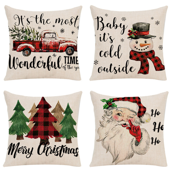 Christmas Cushion Covers Set of 4 pcs Design Decoration