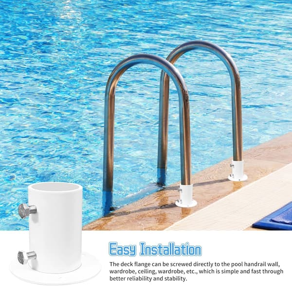 Poolstigebeslagspakke i rustfrit stål - Poolstigeankerklampe med flange rør - Pooltilbehør - Poolstigebøsning - Stigebeslag (BT)