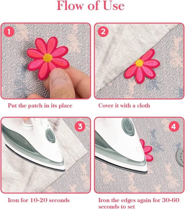22 stk Stryke-på-lapper Mini Broderilapper Blomster Stryke-på-lapper