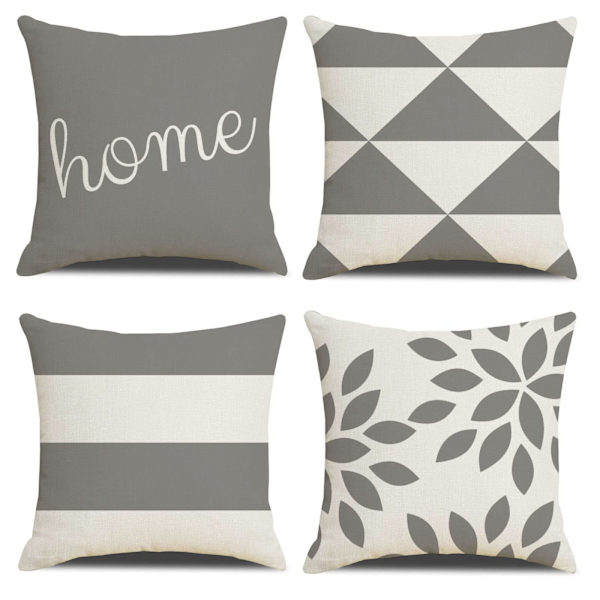 Överdragsset med 4 lantliga dekorativa kuddar Geometrisk abstrakt accentkuddfodral Dekorativ kudde Modern utomhus inomhus för soffa Ljusgrå Light grey 40x40cm