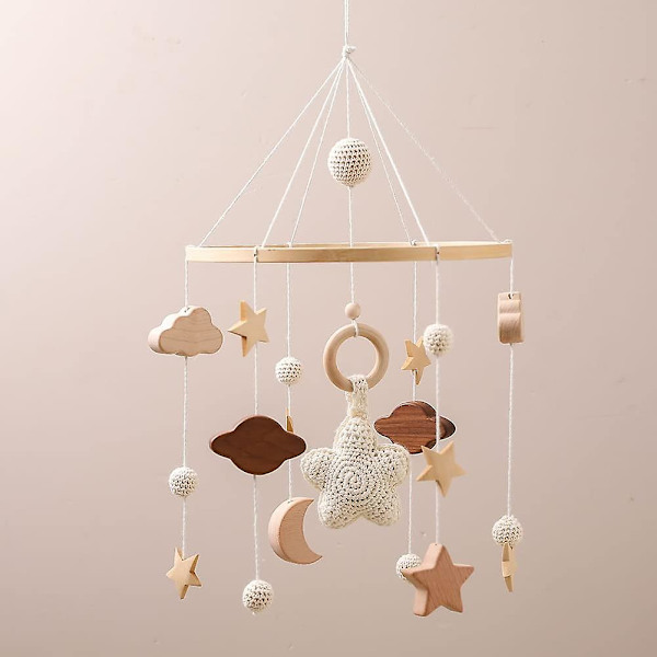 Mobil til babyrommet - Mobil til babyshower-gaver - Hengepynt til babykrybber - Regnbue-stjerneform