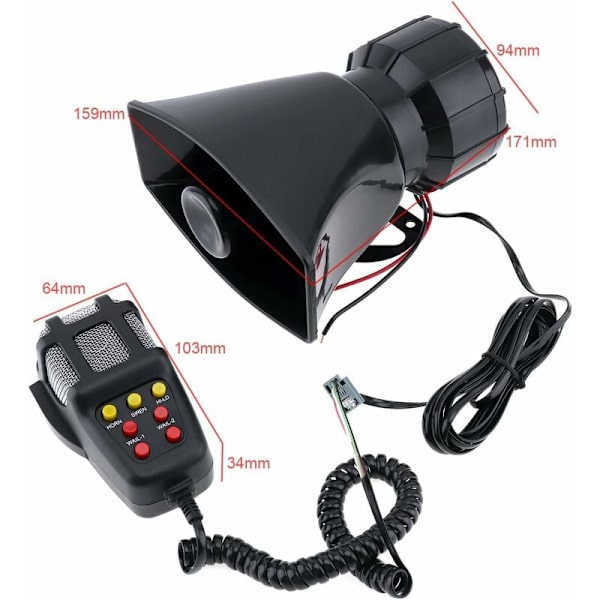 Rubberskin Politi Siren Sirene Højttaler 7 Lyd Bil Alarm System For Stærker med Mikrofon Højttaler 12V 100W PA Højttalersystem Nød Alarm Sirene