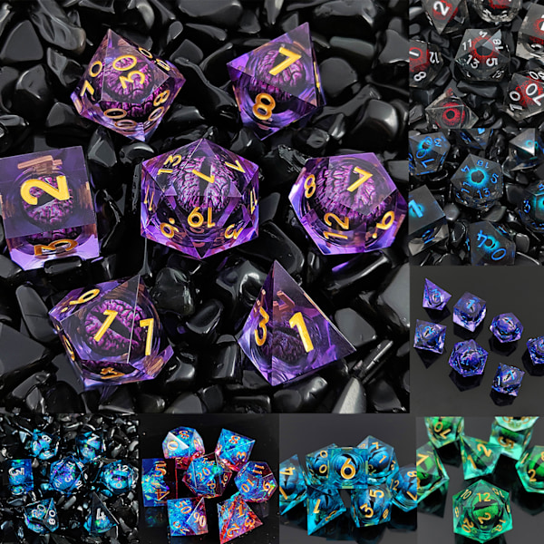 Lohikäärmeen Silmät Noppasetti Liikkuvilla Uivilla Ytimillä Lautapelivarusteet Black Purple