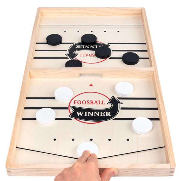 Fast sling puck game, stick hockey game, super foosball table