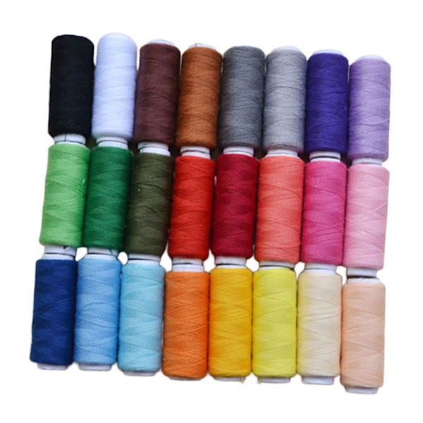 24 färgs trådrullar sytråd 200 m polyester för handsömnad/ symaskin/ broderi/ quiltning