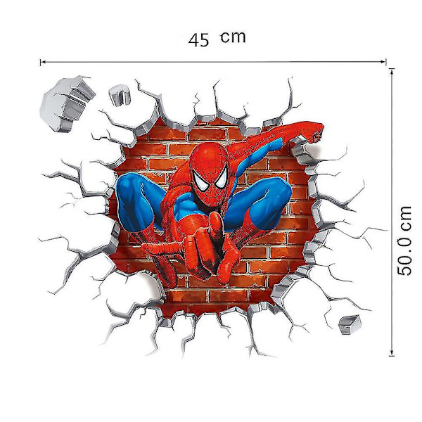 3D-piirretty Spiderman-seinätarra Super sankari pojille lastenhuoneeseen--