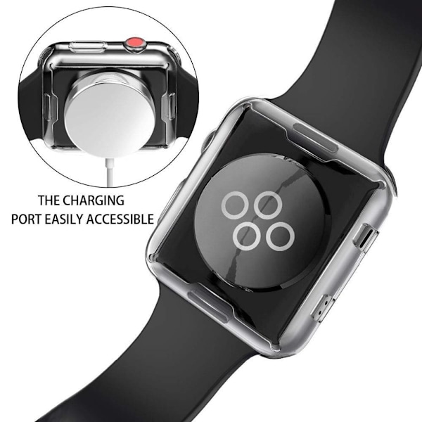 2-pack Apple Watch 38/40/42/44 mm - Full Cover Shell skärmskydd Transparent 42mm Transparent Transparent 42mm