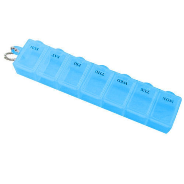7 dagers pilleeske tablettdispenser BLÅ blue