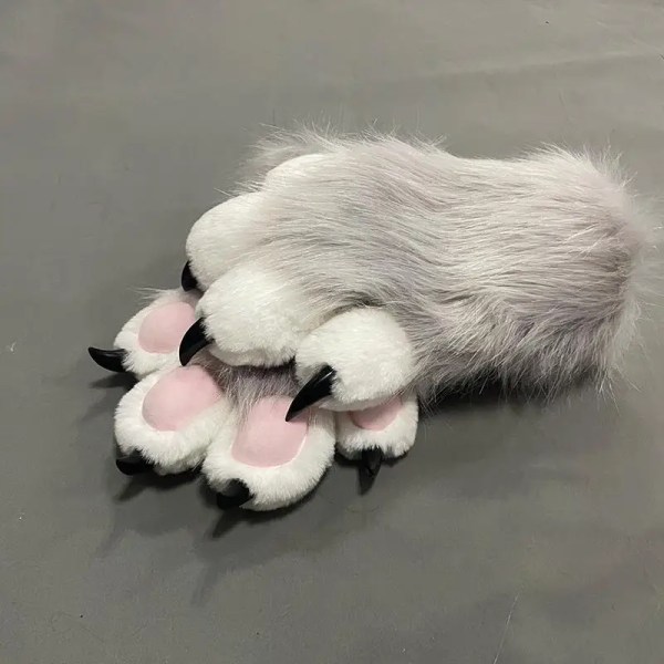 Söt plysch cosplay kostym lurvig färg djur tass handskar katt flicka handskar katt tass söt plysch päls kostym färdig produkt Orange