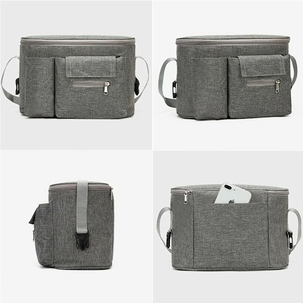 Oppbevaringsveske for barnevogn, koppholder for mor, GRÅ[qb] grey