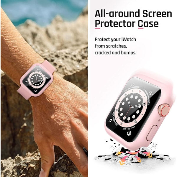 Vedenkestävä kotelo Apple Watch Series 8 -sarjalle, vaaleanpunainen Pink 45mm