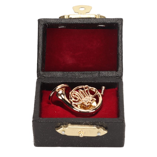Guld Mini Horn Formet Brosche Brosche Messing Mini Musikinstrument Brosche med Opbevaringsboks