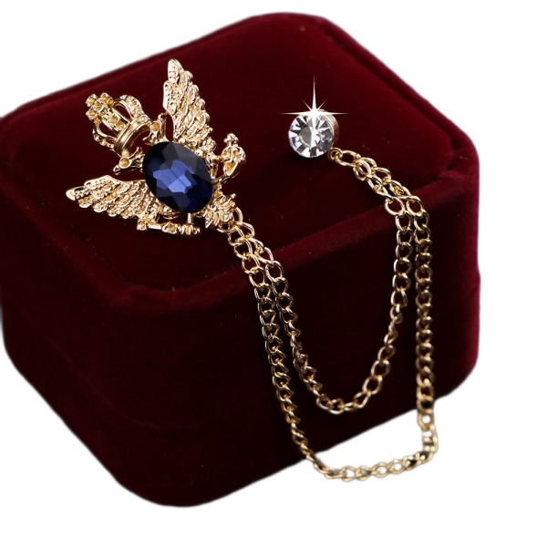 Broche til jakkesæt til mænd, dekorativ broche med reversnål Sapphire