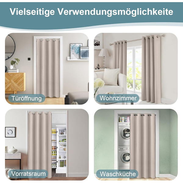 Opak gardin med öljetter, mörkläggande termisk gardin för hem och dekoration, grå 250x200cm grå grey 250*200cm