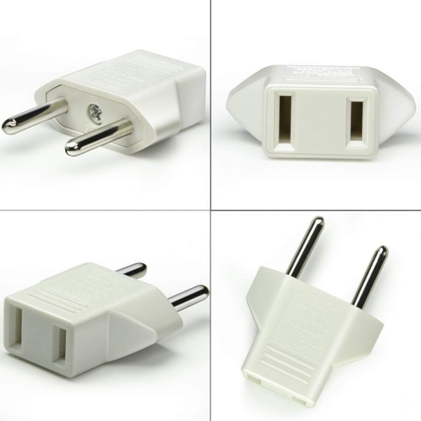 US till EU-adapter, [6-pack] 2-stifts CN Kina US-Amerika till 2-stifts EU