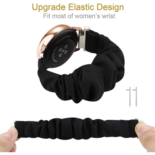 Passer til Garmin Venu Sq-remme til kvinder, 20 mm feminint elastisk scrunchie