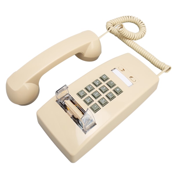 Retro väggtelefon Vattentät dekorativ sladdtelefon med volymkontroll för hem badrum Beige