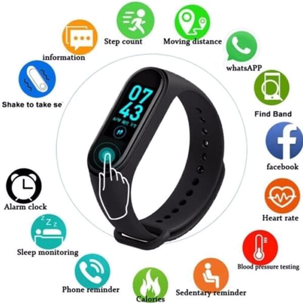 Smart Digital Watch Armband M4 Herr Dam Hälsa Sport Tracker Black