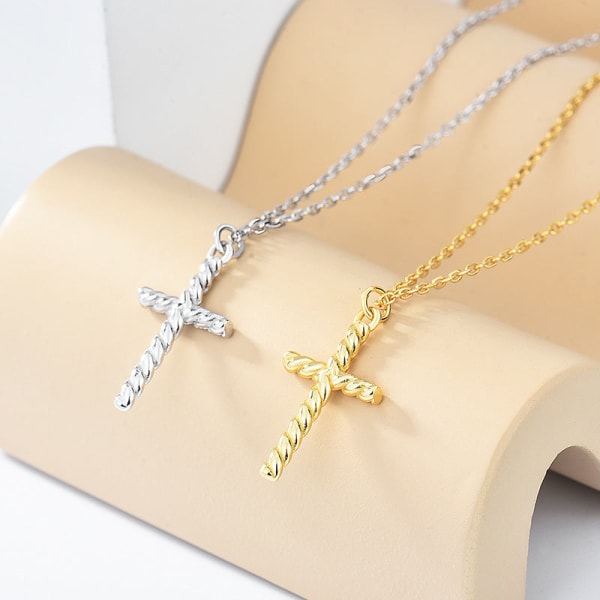 S925 Silver Halsband Klassisk mors dag present för kvinnor och flickor Cross