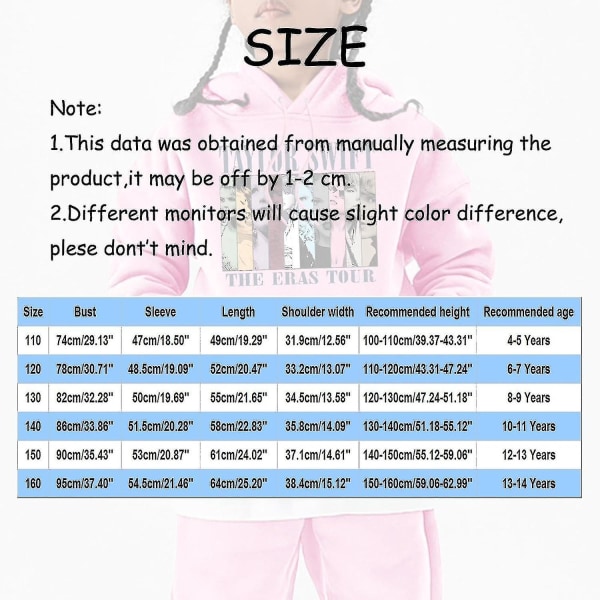 Jente hettegensere 1989 Casual Taylor Genser Barn Gutter Swifts Genser Hettegenser Konsertantrekk For 4-14 År 01 pink 10 to 11 Years