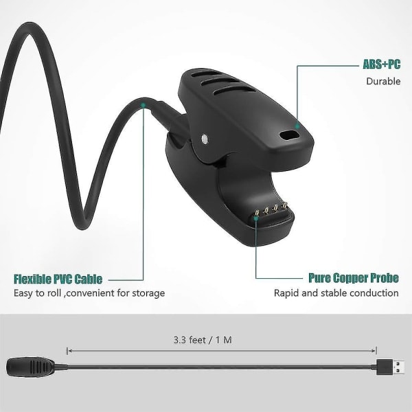 Lader kompatibel med Suunto 3 Fitness, Suunto 5, Traverse, Kailash, Spartan Trainer, Ambit 1 2 3 - USB ladekabel 100cm