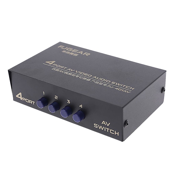 4-vägs AV-switch RCA-switcher 4 in 1 ut Kompositvideo L/R ljudväljare