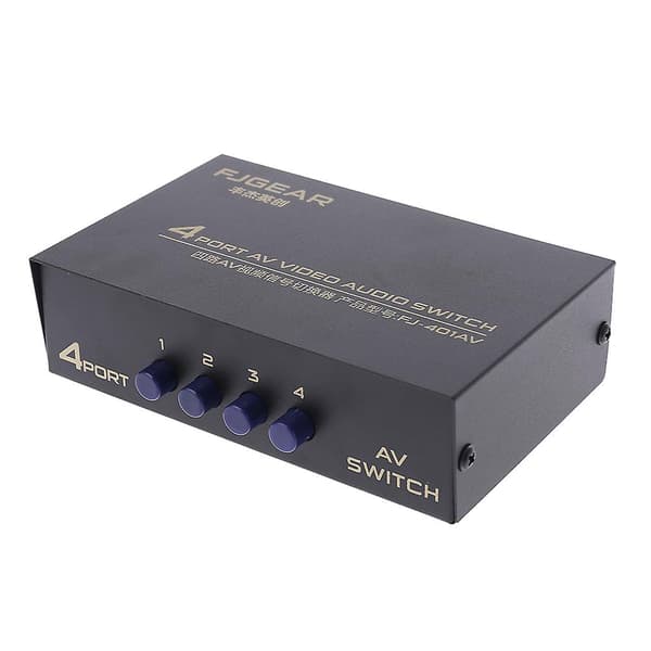 4-vejs AV-switch RCA-switcher 4 ind 1 ud Komposit video L/R lydvælger