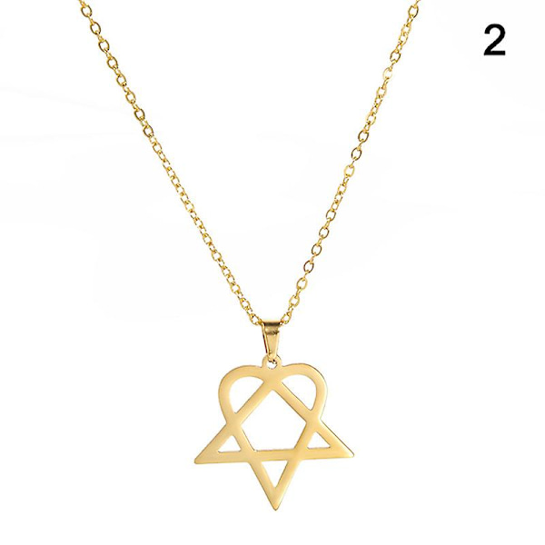 Klassinen Yksinkertainen Heartagram-tähti Sydän Ruostumaton Teräs Riippuva Kaulakoru Korut Gold