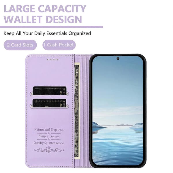 Søde Katte Præget Magnetisk RFID Vegansk Læder Telefoncover Light Purple For Ulefone Note 21