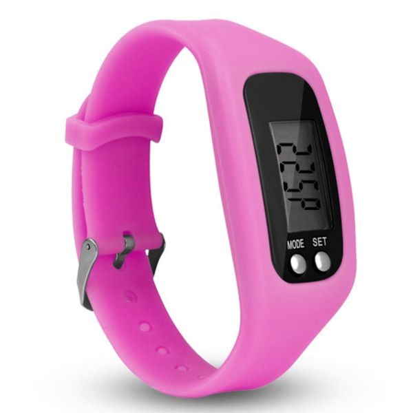 Klocka med LCD-skärm Enkel användning Promenad Fitness Tracker Armband Digital Stegräknare Pink