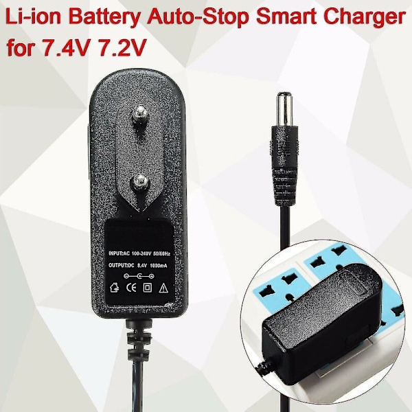8,4V 1A Smartladdare för 7,4V 7,2V Li-ion Li-po Batteri Automatisk Avstängning