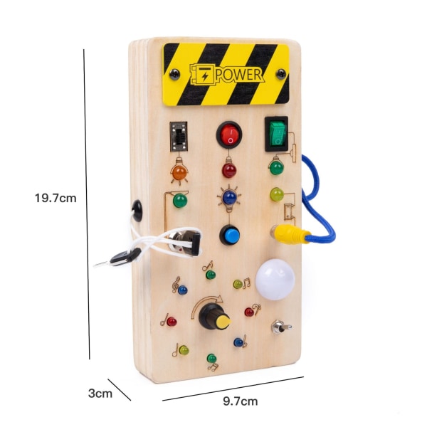1 pc Music Montessori Busy Board Wooden activity board with 8 LEDs
