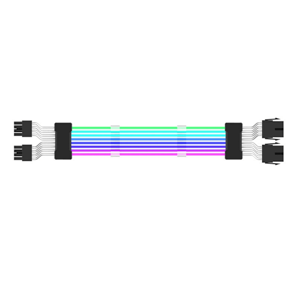 PC- Chassi- PSU Förlängnings RGB Kabel 24Pin PCI-E GPU 8PinX2, 8PinX3 Neon-Färg Linje ARGB Streamer- Transfer Adapter 5V3Pin Svart Black 2x8p